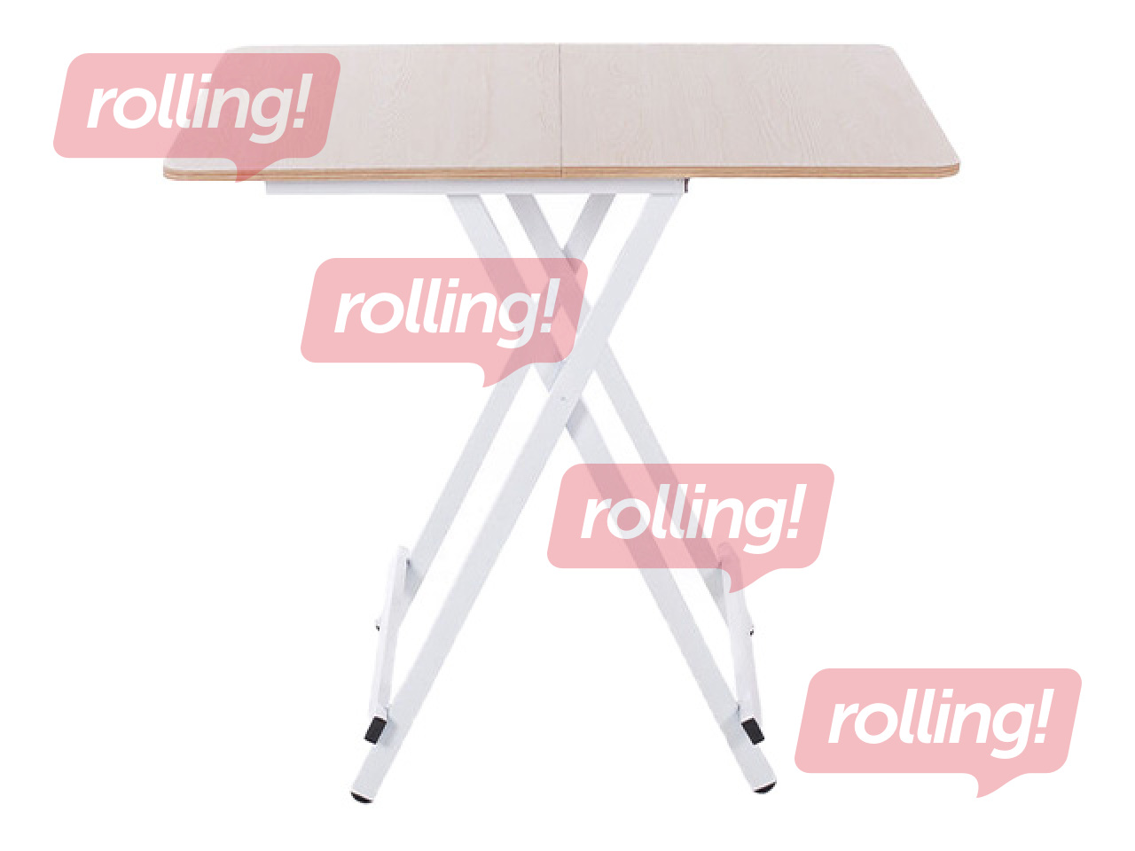 Laud, kokkupandav, valge raam, helepruun pealispind, 80x60x75cm