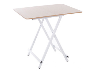 Table, foldable, white frame, light brown top, 80x60x75cm