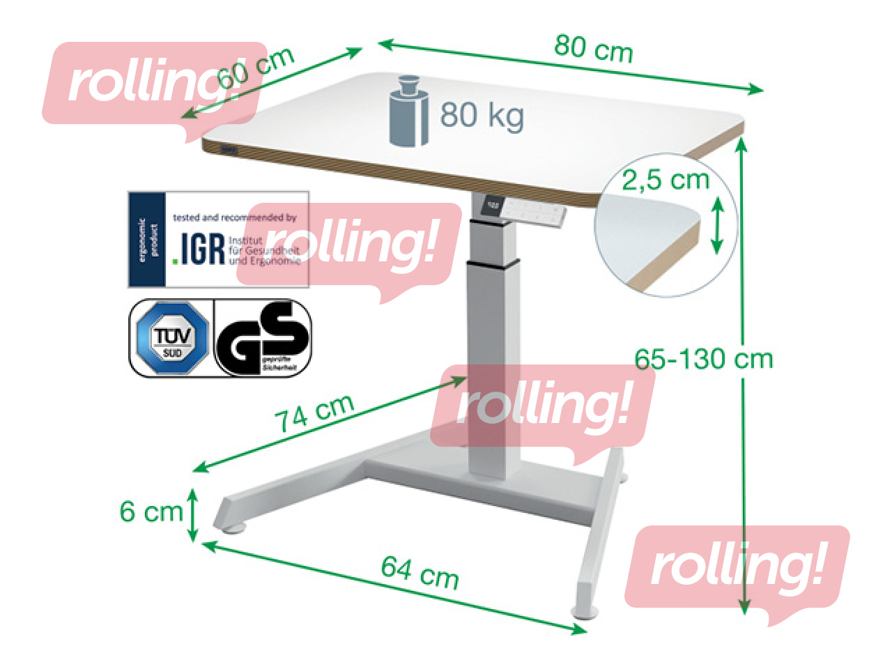 Reguleeritava kõrgusega laud Leitz Ergo, Stand Up Reminder, valge
