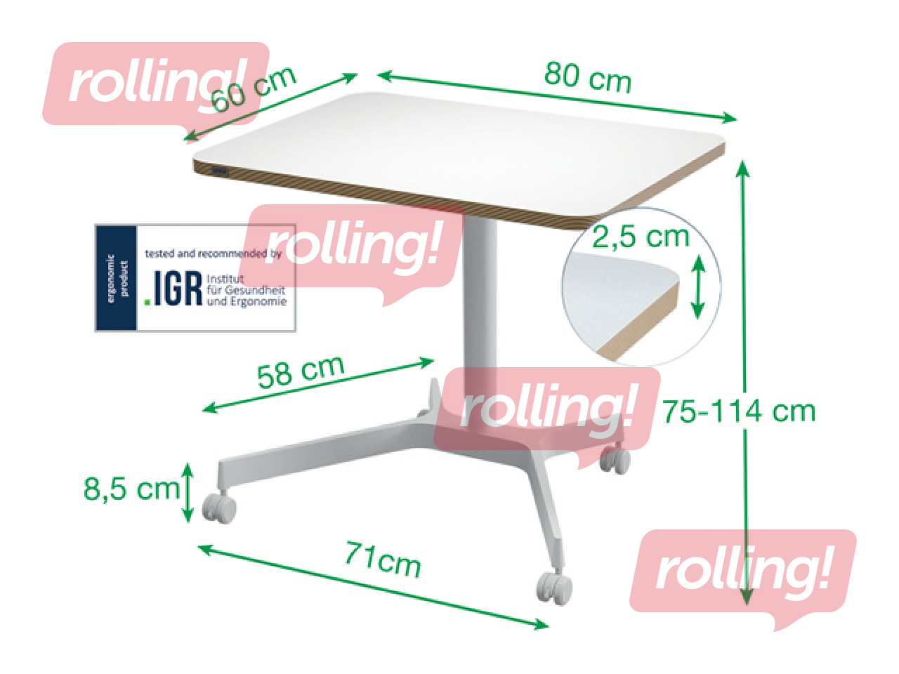 Height adjustable desk Leitz Ergo, white