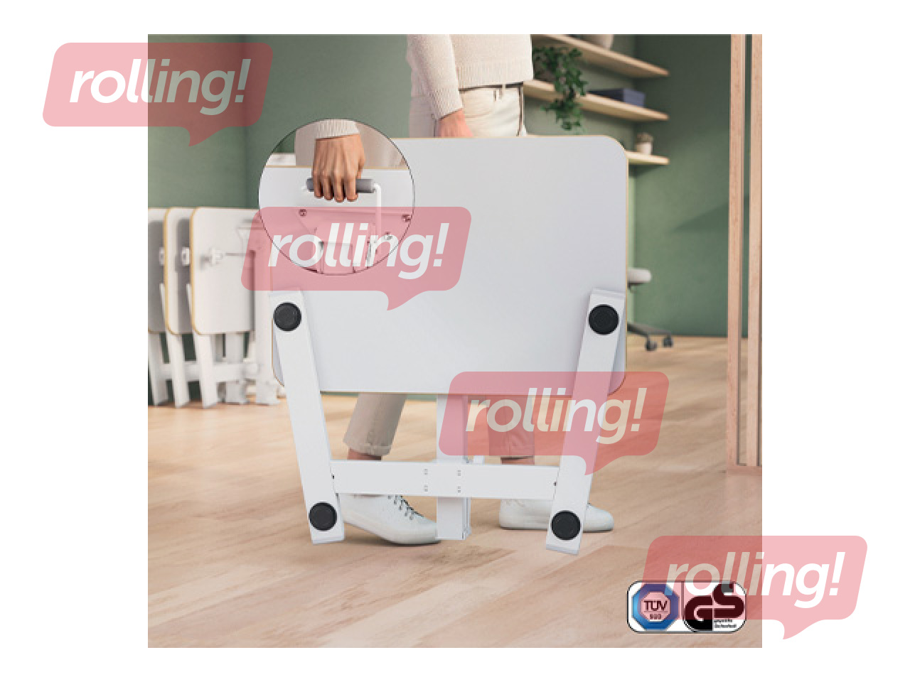 Height adjustable desk Leitz Ergo, foldable, white