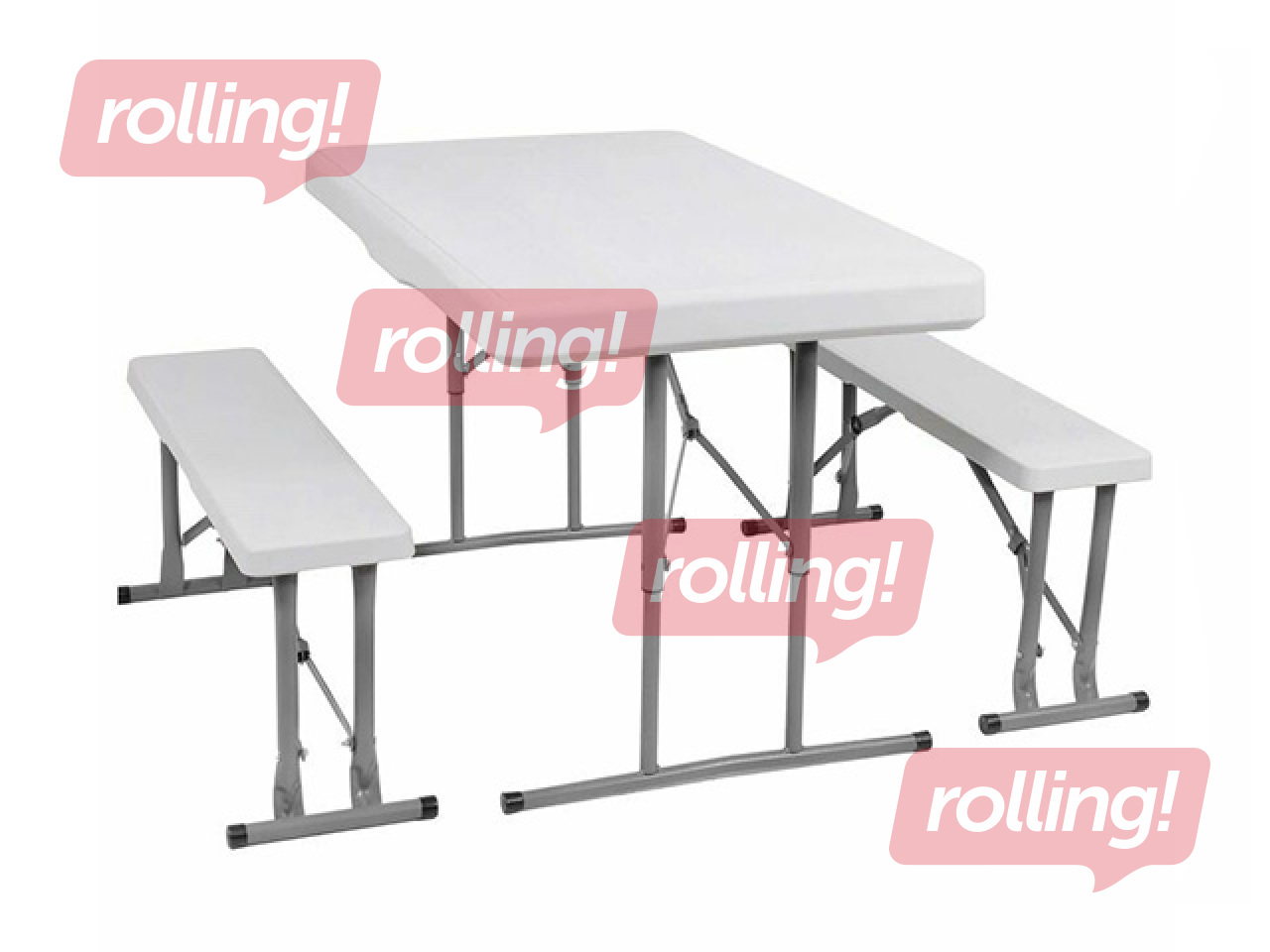 Galds Springos, ar 2 soliem, saliekams, balts, 105x64x70cm