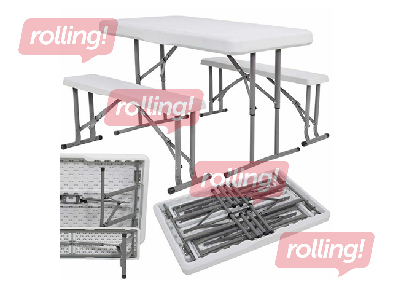 Laud Springos, 2 pingiga, kokkupandav, valge, 105x64x70cm