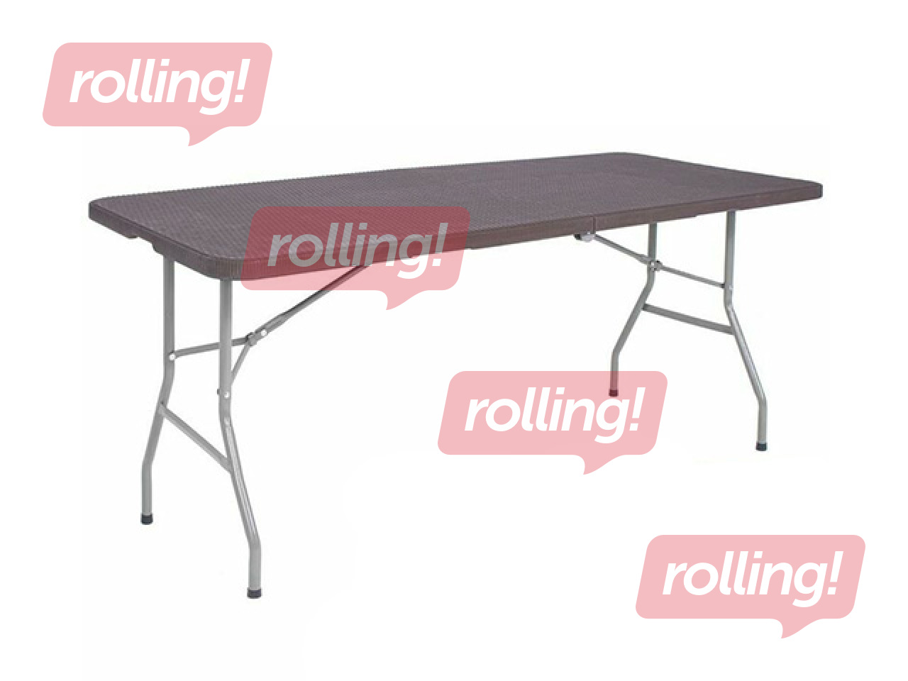 Galds Springos, saliekams, pelēks rāmis, brūna virsma, 180x74x74cm