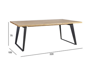 Konferenču galds Lisbon, melns rāmis, ozola toņa virsma, 220×100×75cm