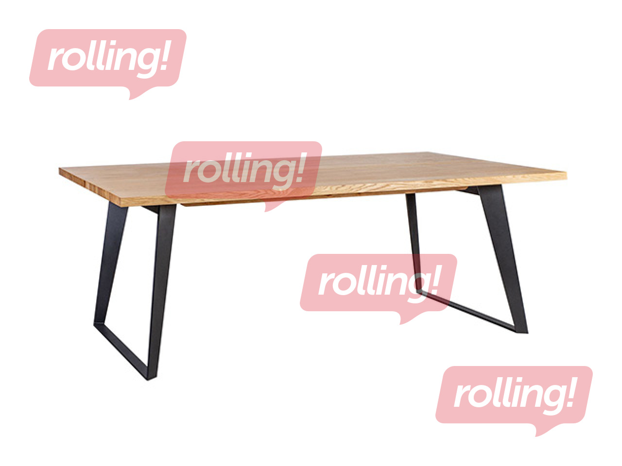 Конференц-стол Lisbon, черный каркас, столешница под дуб, 220×100×75см