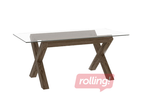 Conference table Turin, oak frame, glass top, 180×90×75cm