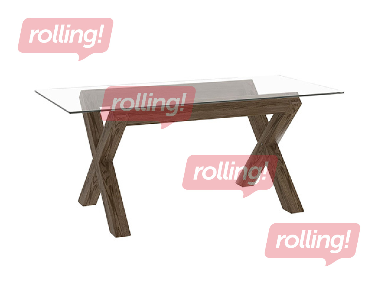 Conference table Turin, oak frame, glass top, 180×90×75cm
