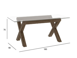 Konverentsilaud Turin, tammepuidust raam, klaaspind, 180×90×75cm