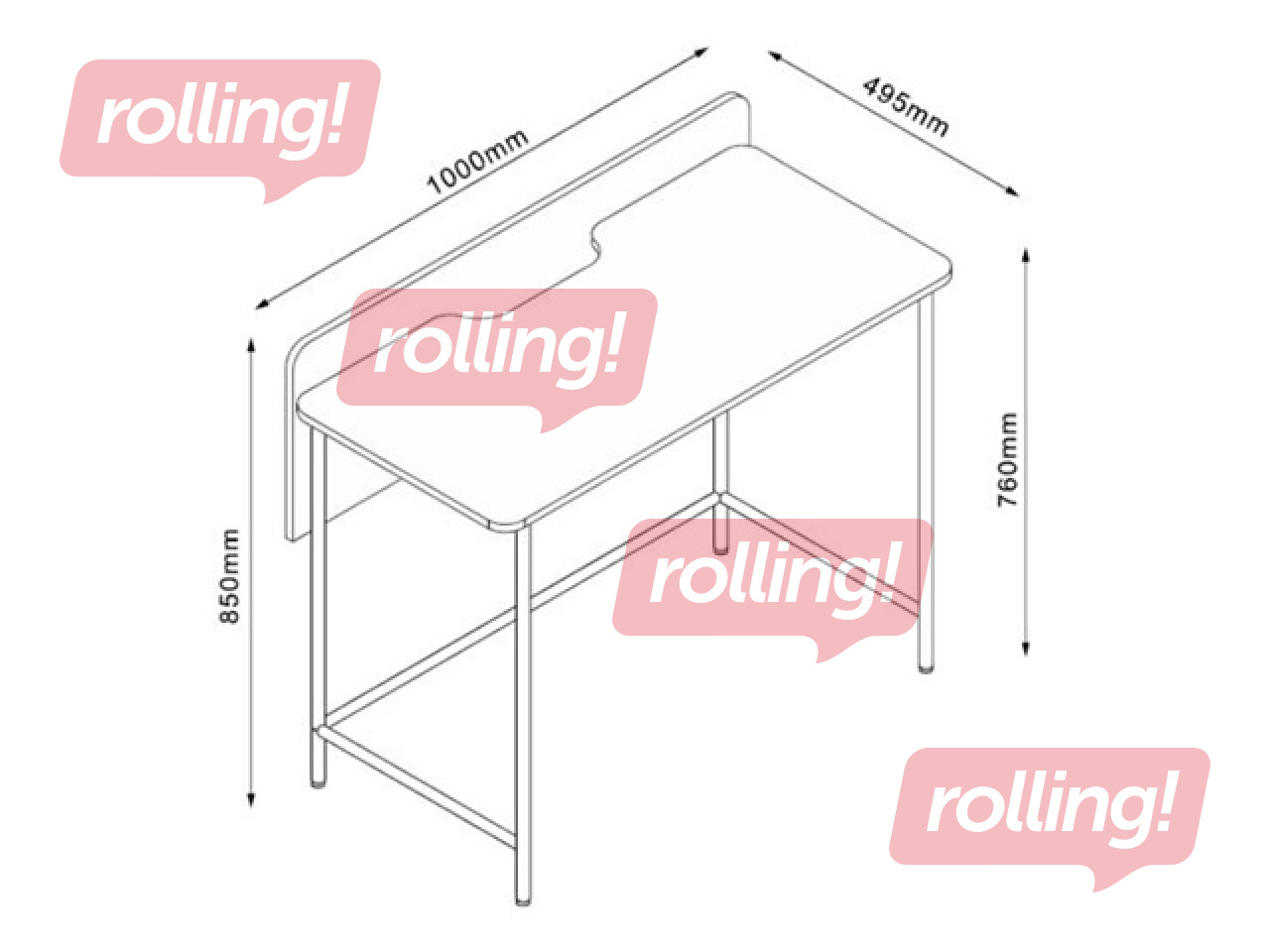 Kontorilaud Harper, must raam, saare tooniga pealispind, 100×49.5×85cm