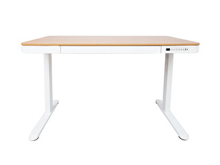 Reguleeritava kõrgusega laud Ergo, valge raam, tammetoonis lauaplaat, 120x60cm