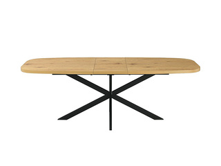 Söögilaud Ramona, pikendatav, metallraamiga, puidutoonis plaadiga, 180-220x90x75cm