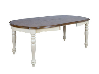 Söögilaud Lily, täispuidust raamiga, tammetooni plaadiga, 137-182x106.5x76cm