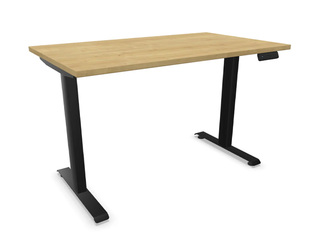 Height-adjustable desk Lite Gen2, black frame, oak-tone top, 120x65cm