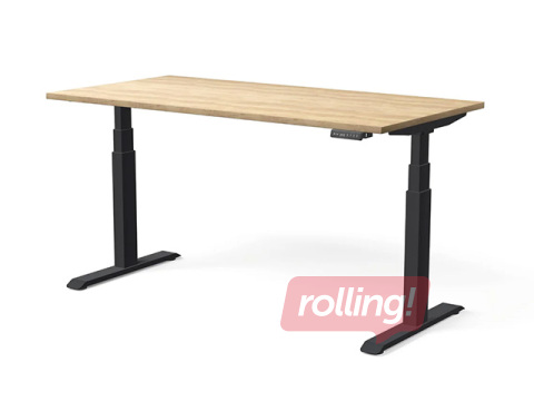 Reguleeritava kõrgusega laud Move Pro II, must raam, tammekarva lauaplaat, 180x80cm