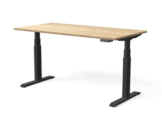 Reguleeritava kõrgusega laud Move Pro II, must raam, tammekarva lauaplaat, 180x80cm