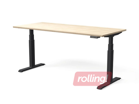 Height-adjustable desk Move Pro II, black frame, nabucco-tone top, 180x80cm