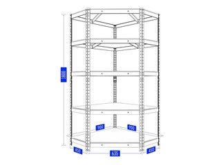 Riiul Haushalt Corner, 90 x 45 x 180 cm