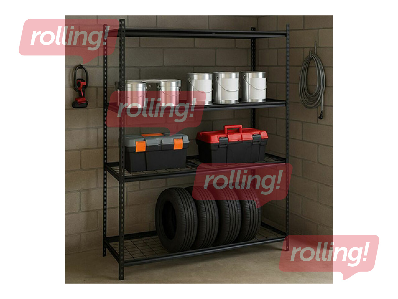 Laoriiul Springos, teras, must, 150x54x183cm