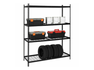 Warehouse shelving unit Springos, steel, black, 150x54x183cm