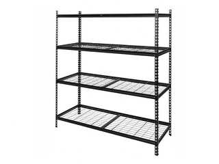 Warehouse shelving unit Springos, steel, black, 150x54x183cm