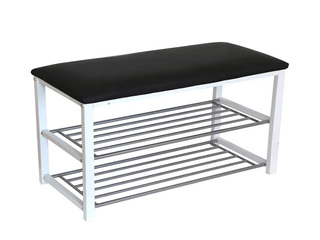 Shoe rack Domoletti with bench, black, silver, 80x30x48cm