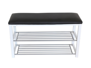 Shoe rack Domoletti with bench, black, silver, 80x30x48cm