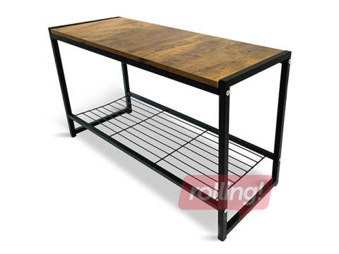 Shoe rack Domoletti Arina with bench, black, wood, 80x30x45cm