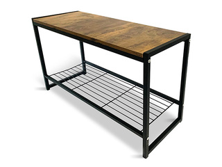 Shoe rack Domoletti Arina with bench, black, wood, 80x30x45cm