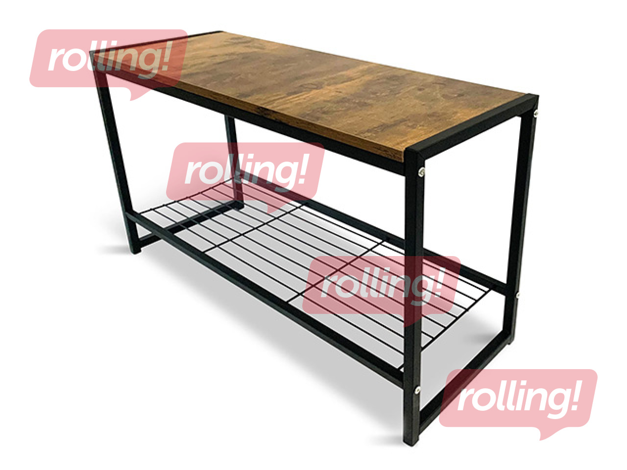 Shoe rack Domoletti Arina with bench, black, wood, 80x30x45cm