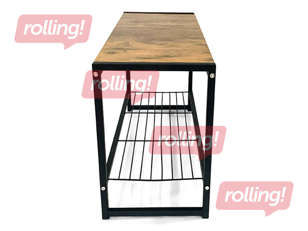 Shoe rack Domoletti Arina with bench, black, wood, 80x30x45cm