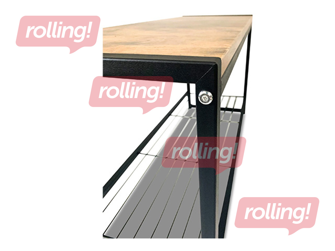 Shoe rack Domoletti Arina with bench, black, wood, 80x30x45cm