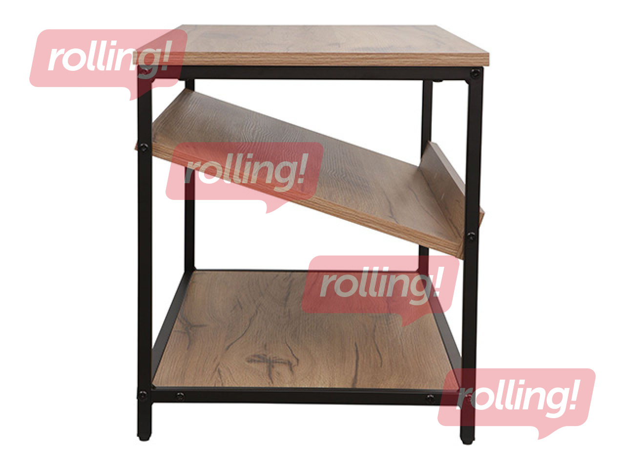 Apavu plaukts Dimitra, melns rāmis, koka toņa virsma, 80x40x45cm