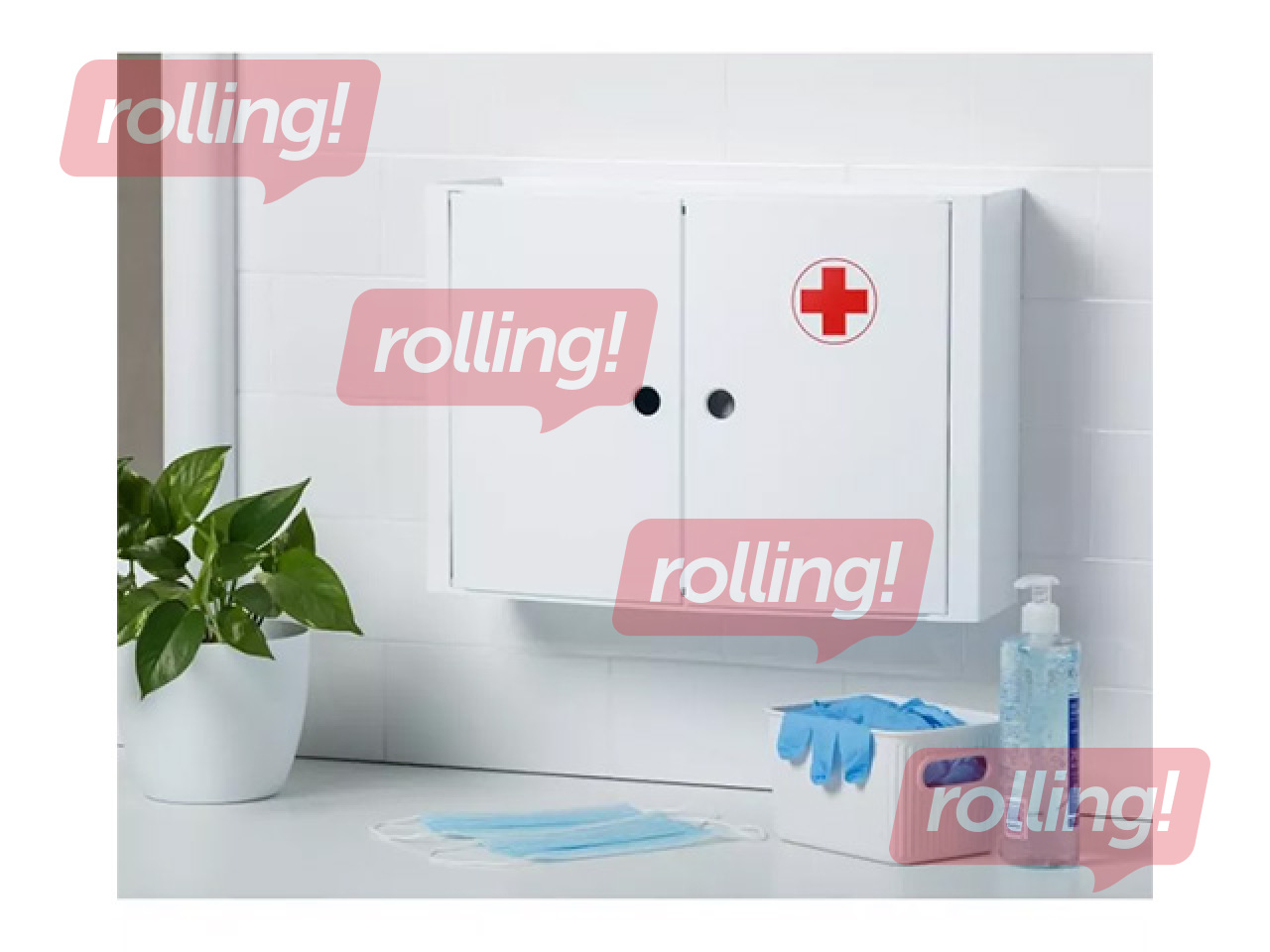 Шкафчик для ванной комнаты Tatay, для аптечки, с дверцами, белый, 46x15.5x32cm