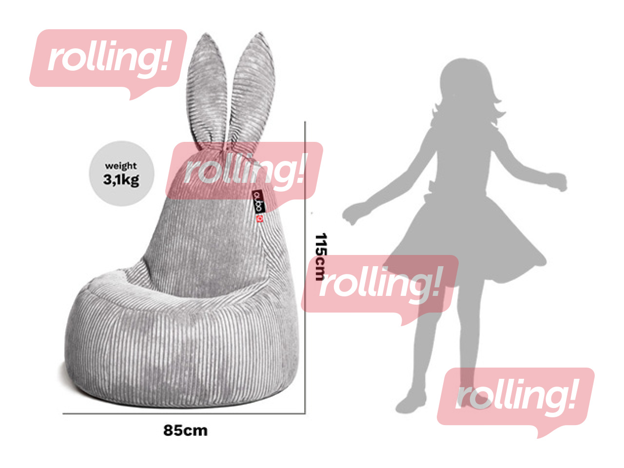 Kott-tool Qubo Daddy Rabbit Menthe, Velvet Fit