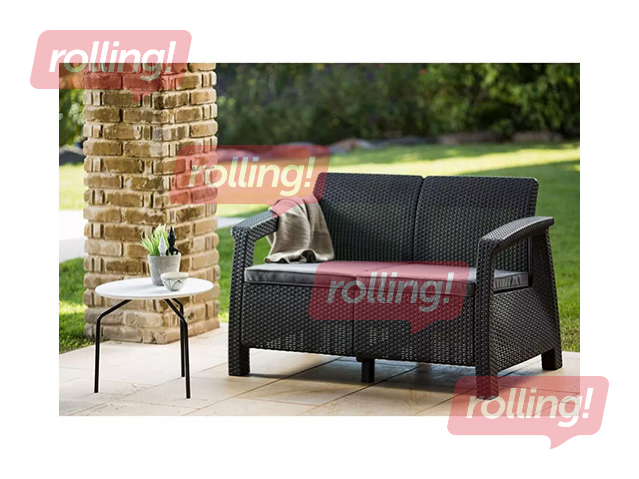 Садовый диван Keter Corfu, Love Seat, двухместный, серый