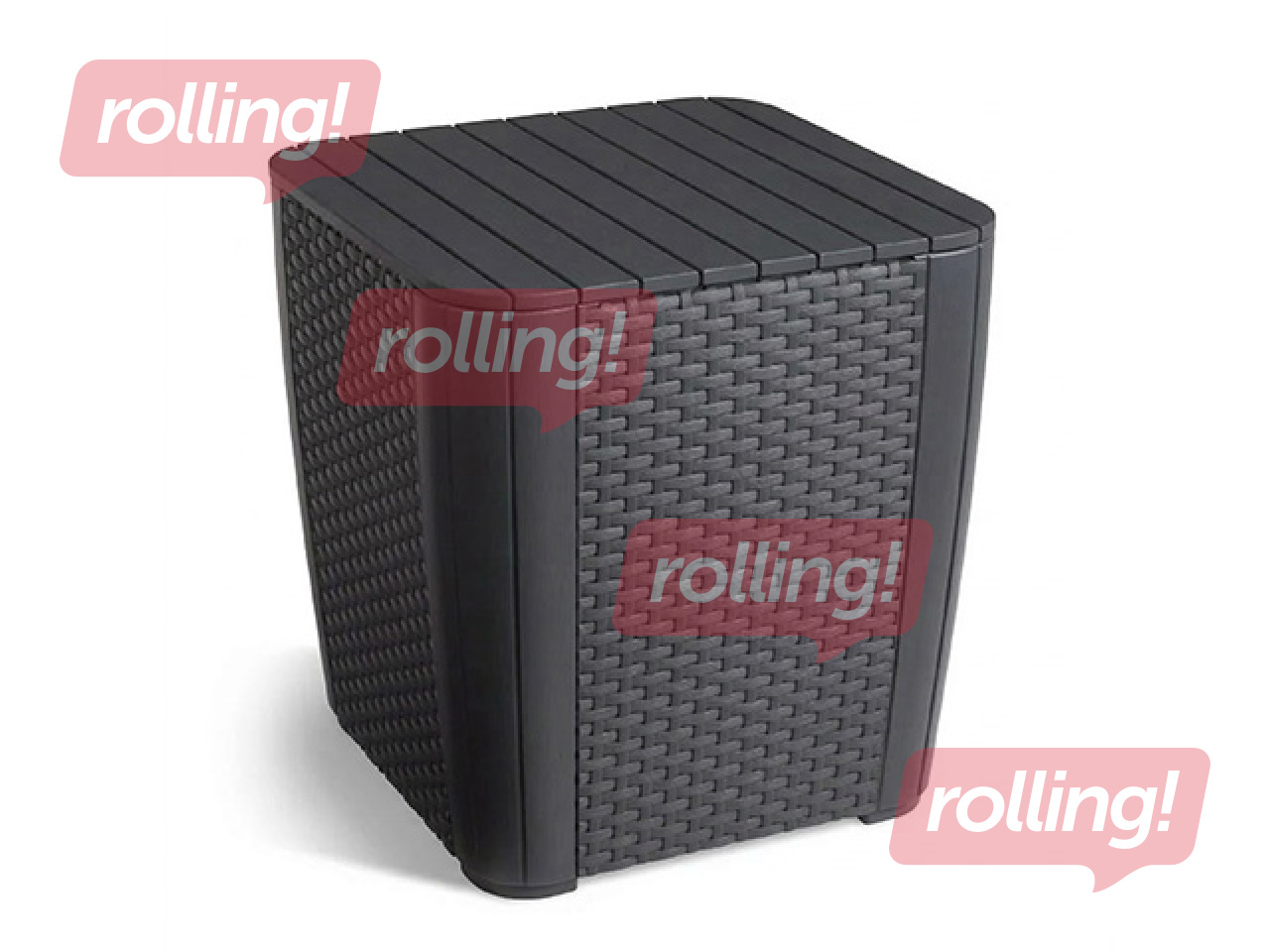 Garden table, storage box Keter Luzon, Flat Wicker, grey