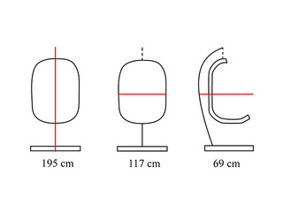 Piekaramais šūpuļkrēsls Domoletti Cone, tērauda rāmis, melns, balts spilvens