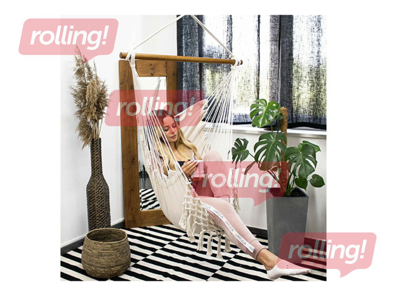 Hanging chair Springos, Brazilian, grey, beige