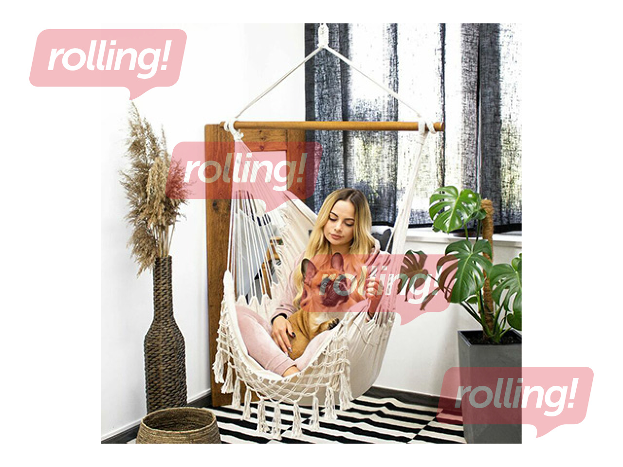 Hanging chair Springos, Brazilian, grey, beige