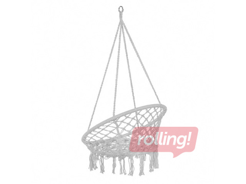 Hanging chair Springos, with fringes, grey