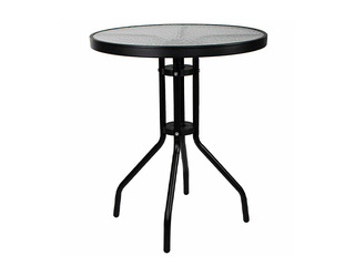 Dārza galds Springos, melns, Ø60cm
