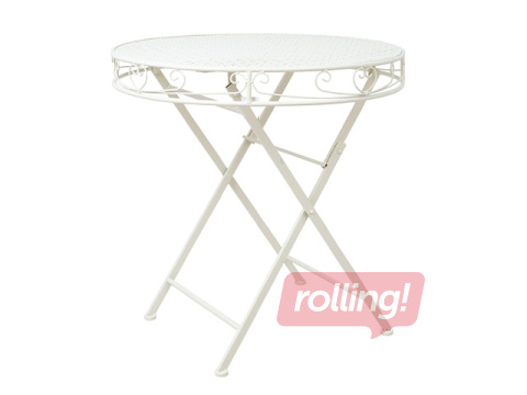 Table Sandy, foldable, metal, antique white, Ø70x73cm