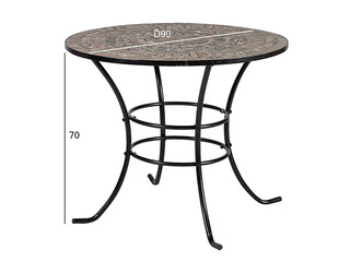 Laud Mosaic, metallist, must, pruun, Ø90x70cm