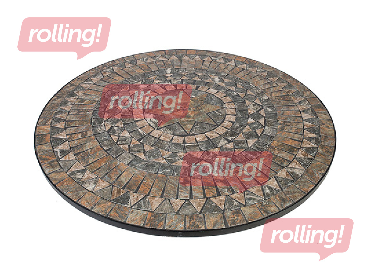 Laud Mosaic, metallist, must, pruun, Ø90x70cm