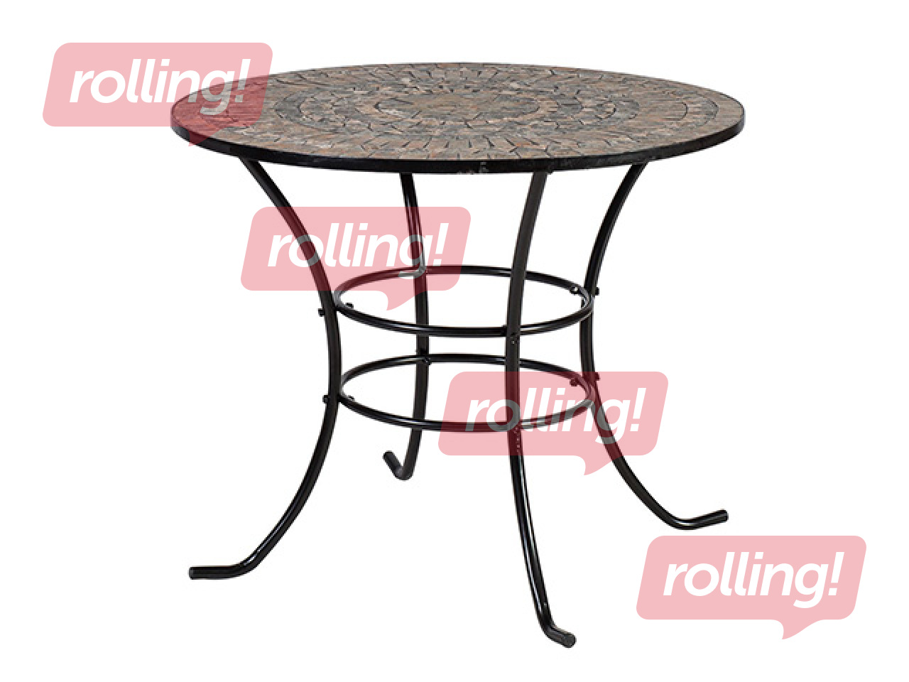 Table Mosaic, metal, black, brown, Ø90x70cm