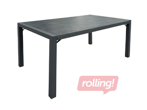 Table Delgado, steel frame, glass top, grey, 140x80x72cm