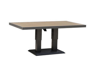 Стол Parker, регулируемый по высоте, с серой рамой и столешницей под дерево, 150x90см