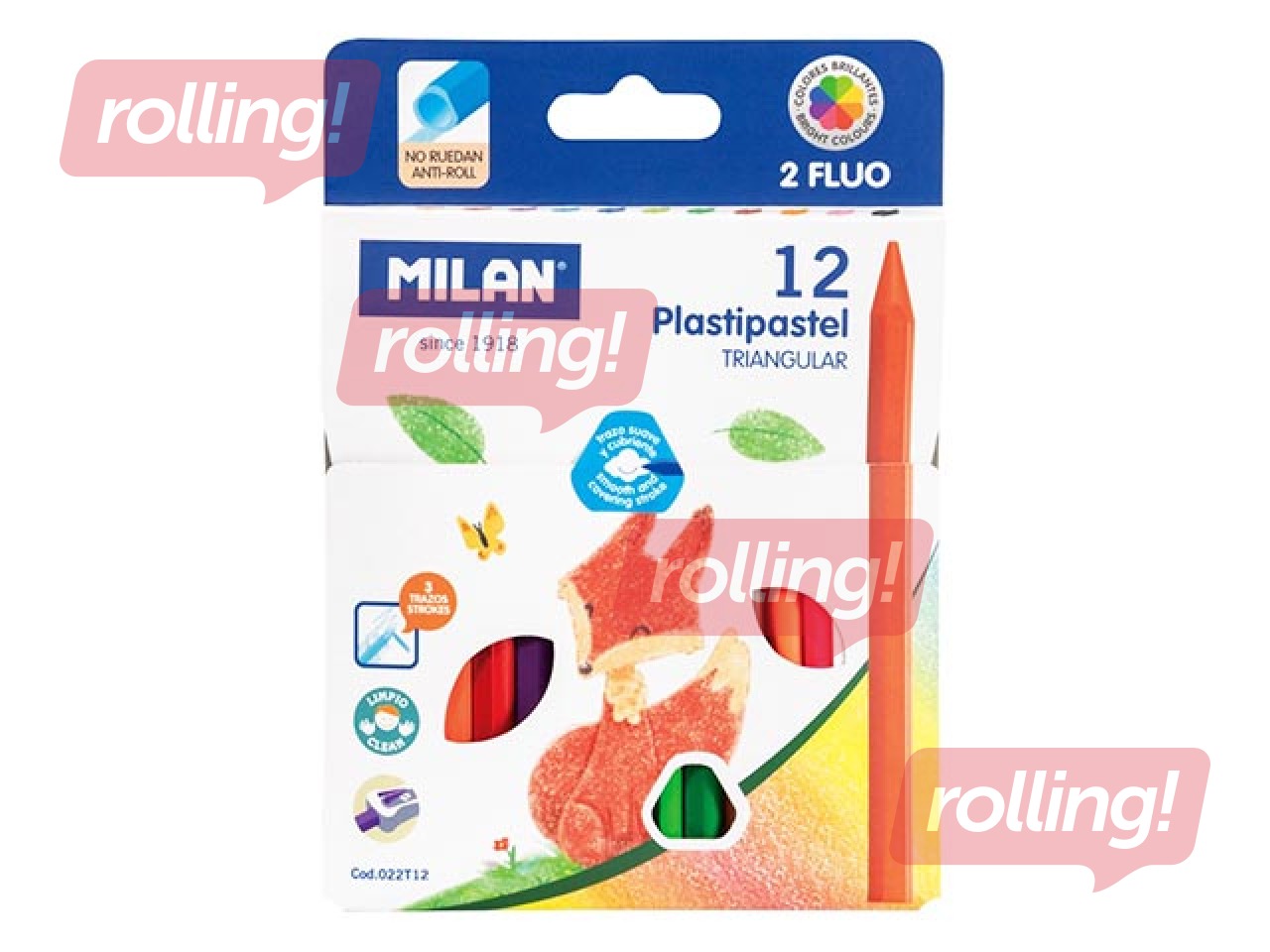 Milan Plastipasteli rasvakriidid, 12 värvi