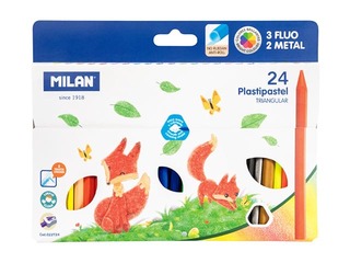 Plastipastel Milan, triangular, 24 colours